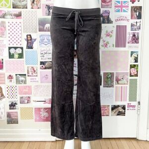 charcoal juicy couture velour flare track pants y2k
